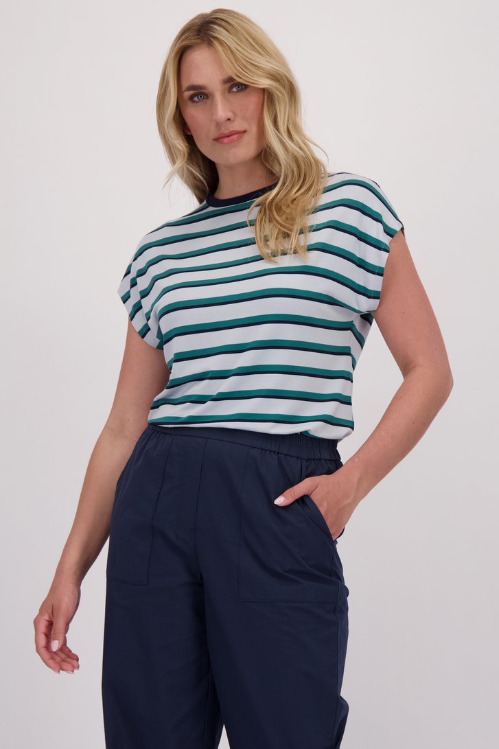 Le devant de T-shirt rayé à manches courtes de Libelle pour Femmes