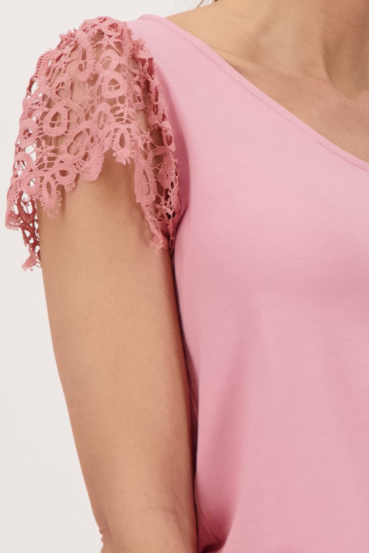 T-shirt rose à manches courtes crochetées  de D'Auvry pour Femmes