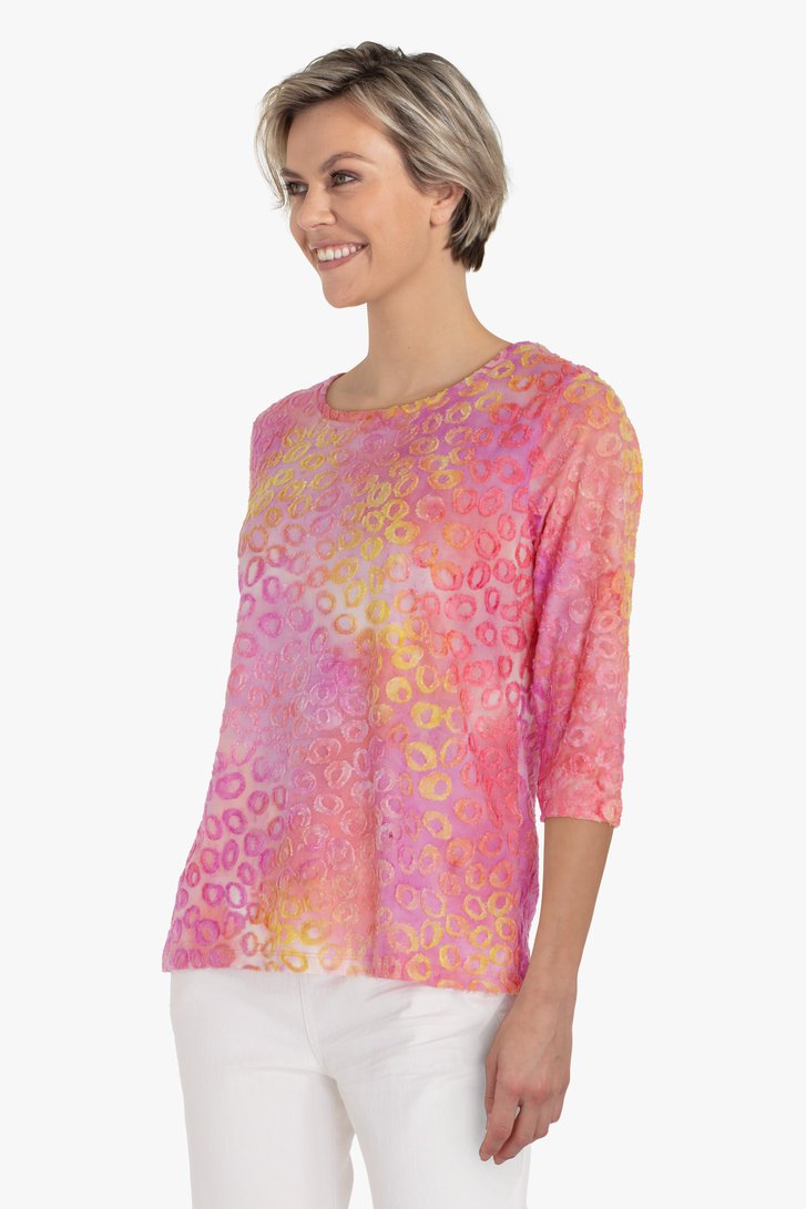 T-shirt rose en tissu texturé