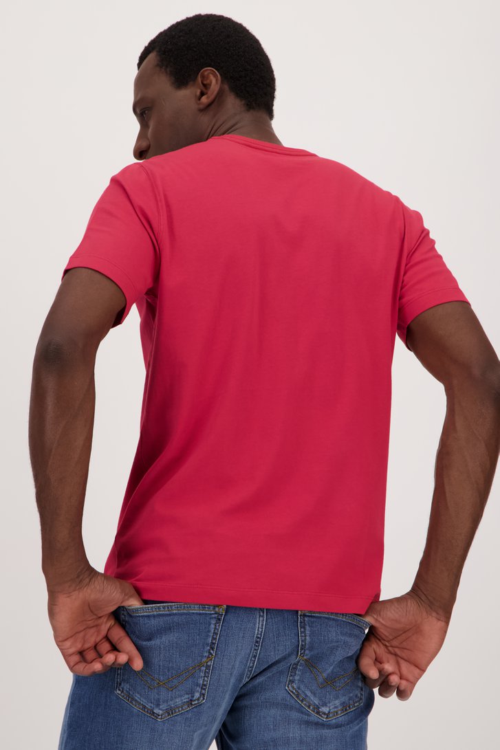 T-shirt rouge à col rond de Liberty Island pour Hommes