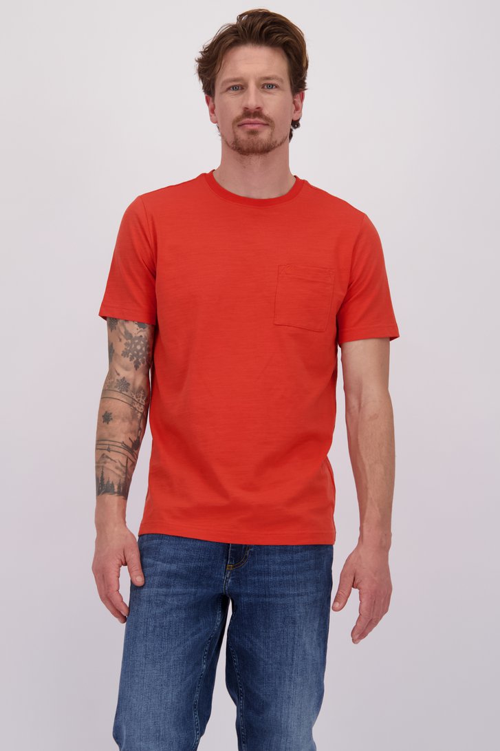 Le devant de T-shirt rouge à col rond de Ravøtt pour Hommes