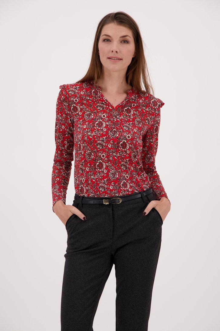 T-shirt rouge à fleurs  de Diane Laury pour Femmes