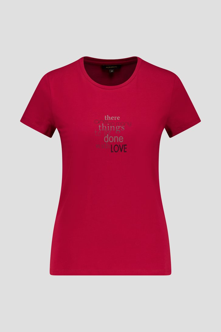 T-shirt rouge avec impression de More & More pour Femmes