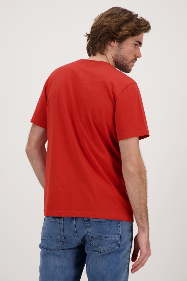 T-shirt rouge avec logo imprimé de Ravøtt pour Hommes