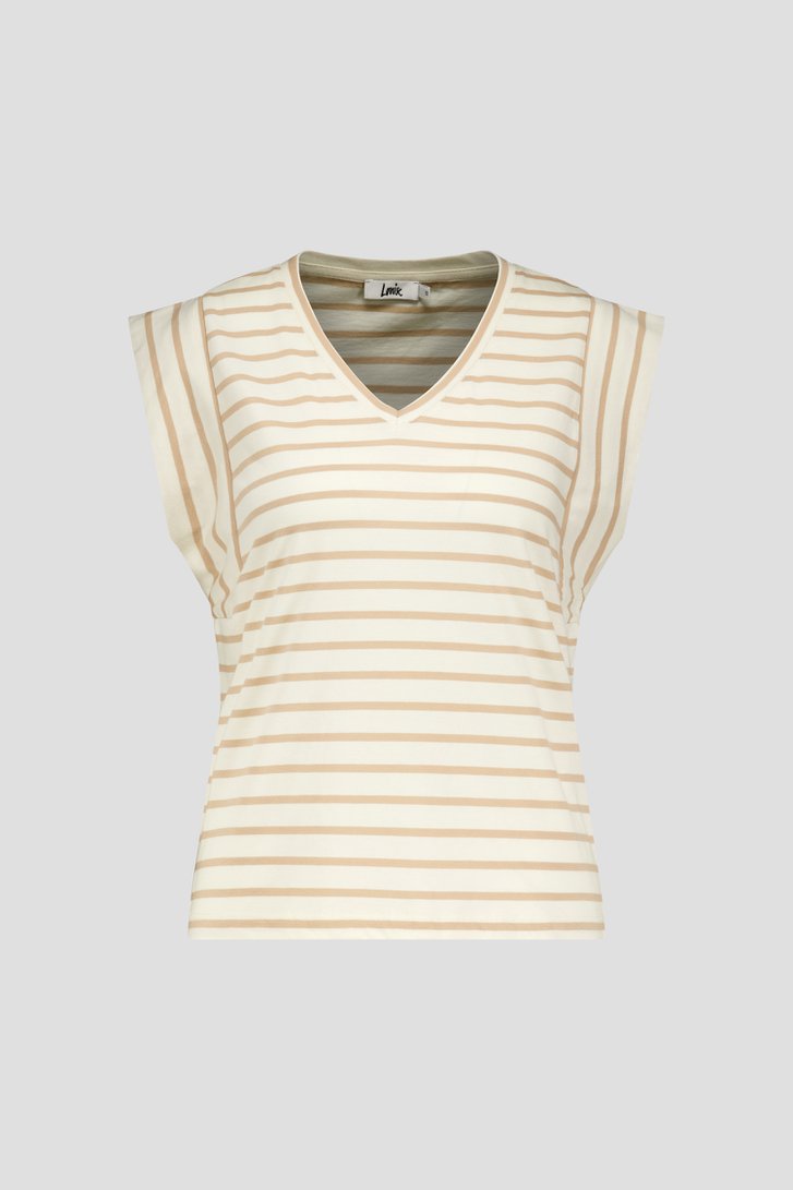 T-shirt sans manches rayé beige de Louise pour Femmes