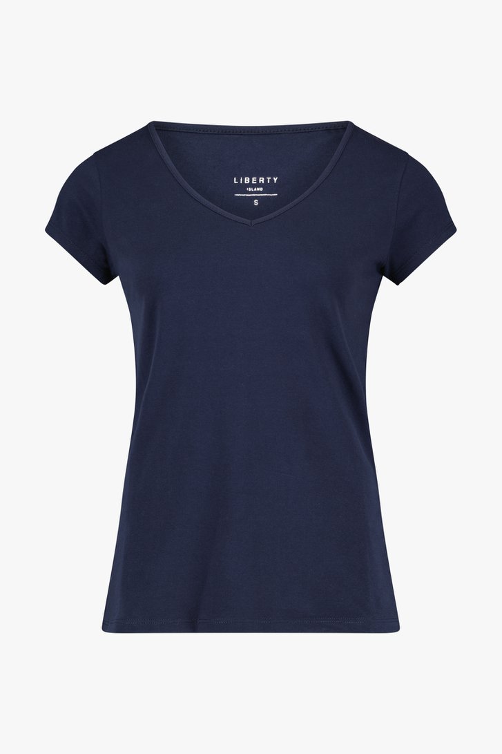 T-shirt simple marine avec col en V
