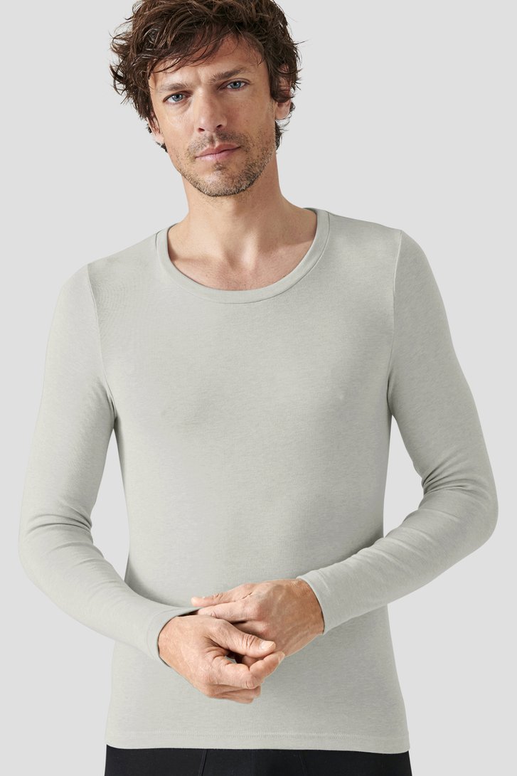 Le devant de T-shirt thermique grise à manches longues de Liberty Island pour Hommes