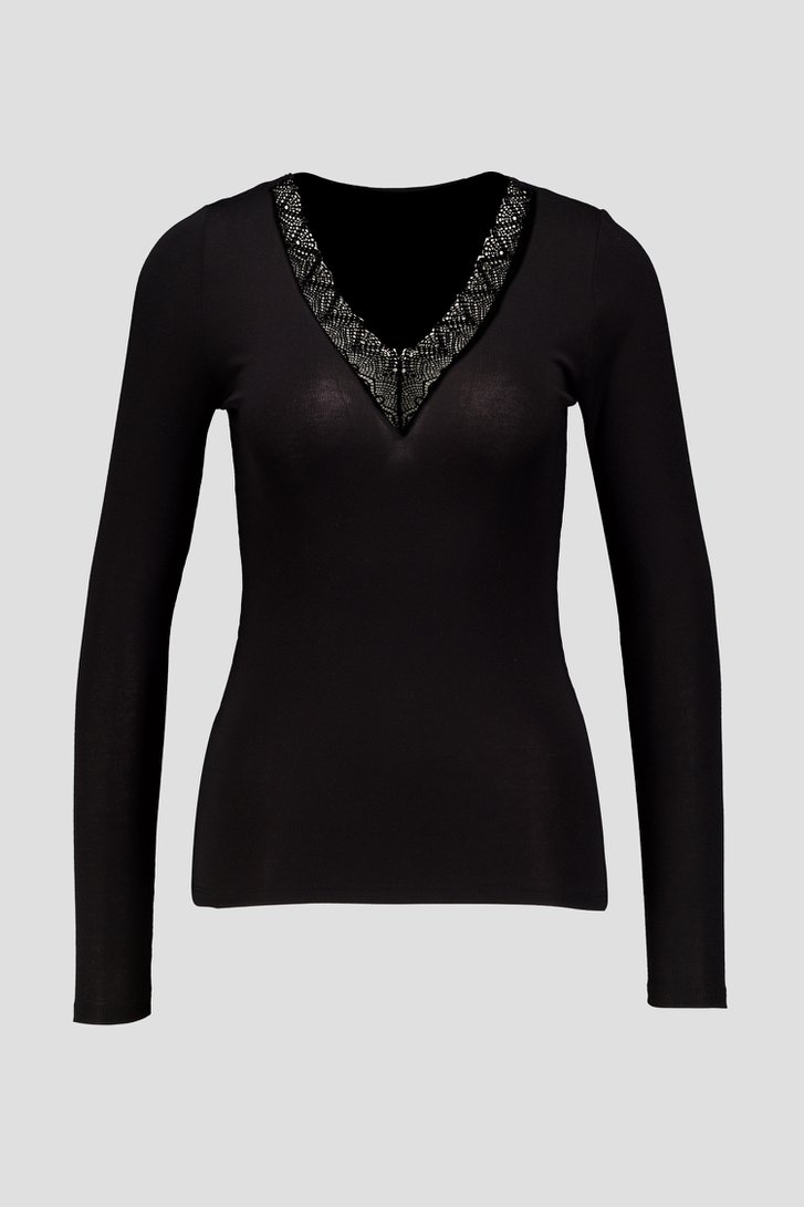 Le devant de T-shirt thermique noir à manches longues de Liberty Island pour Femmes