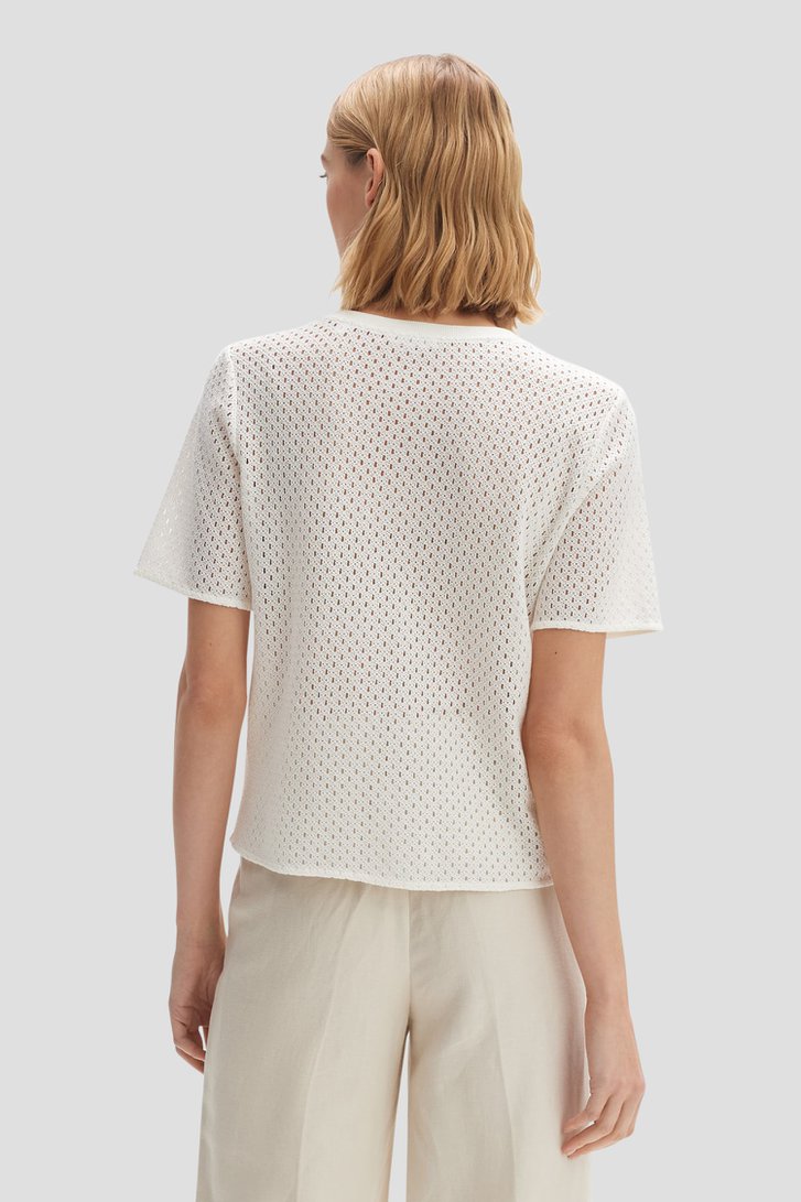 T-shirt tricoté écru avec motifs à trous de Opus pour Femmes
