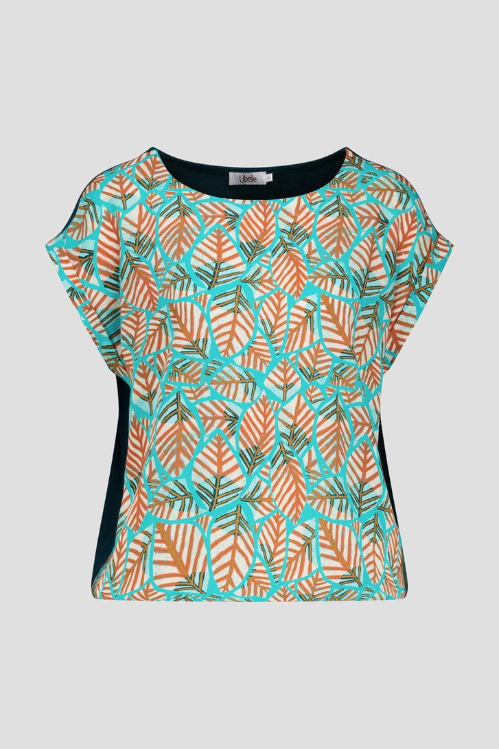 T-shirt turquoise à imprimé géométrique de Libelle pour Femmes
