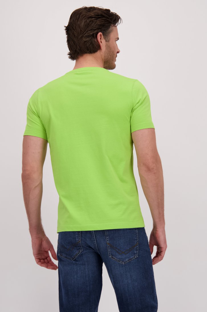 T-shirt vert à col en V de Liberty Island pour Hommes