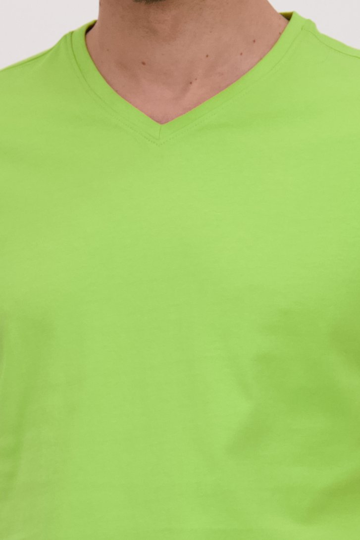 T-shirt vert à col en V de Liberty Island pour Hommes