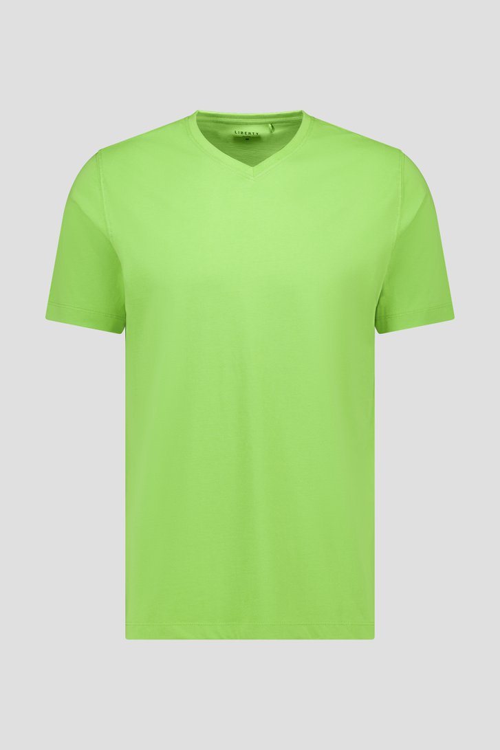 T-shirt vert à col en V de Liberty Island pour Hommes