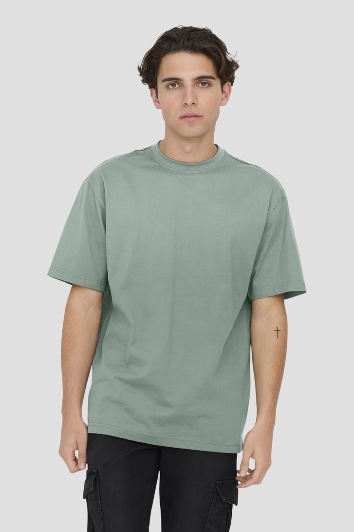 T-shirt vert à col rond de ONLY & SONS pour Hommes