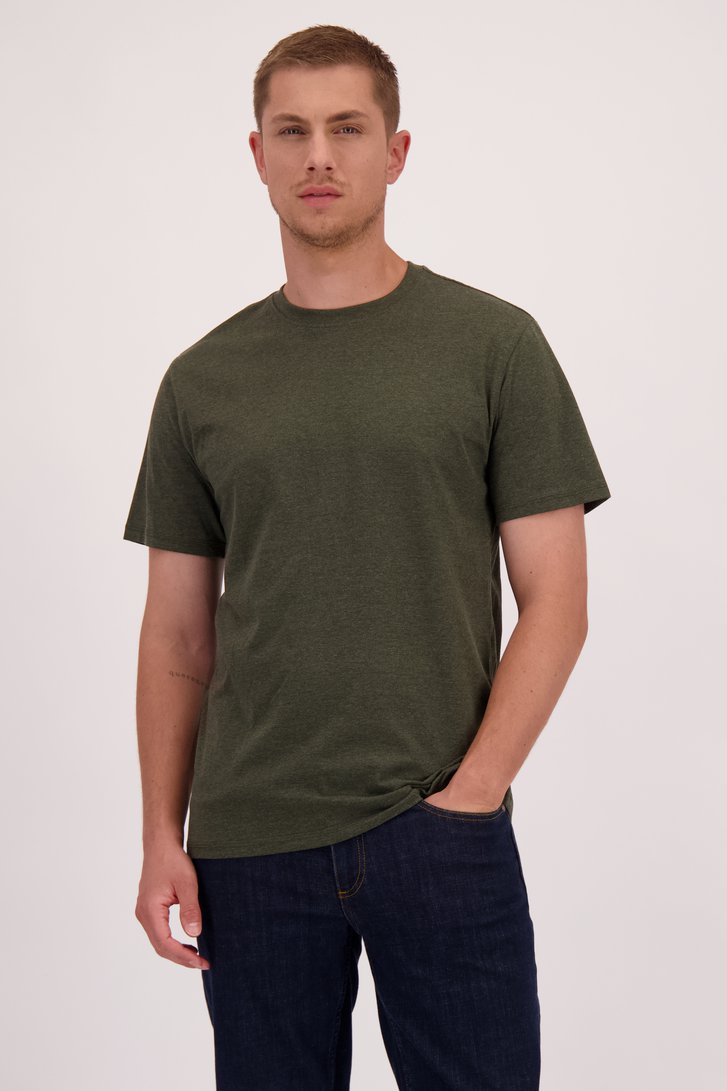 Le devant de T-shirt vert à col rond de Only & Sons pour Hommes