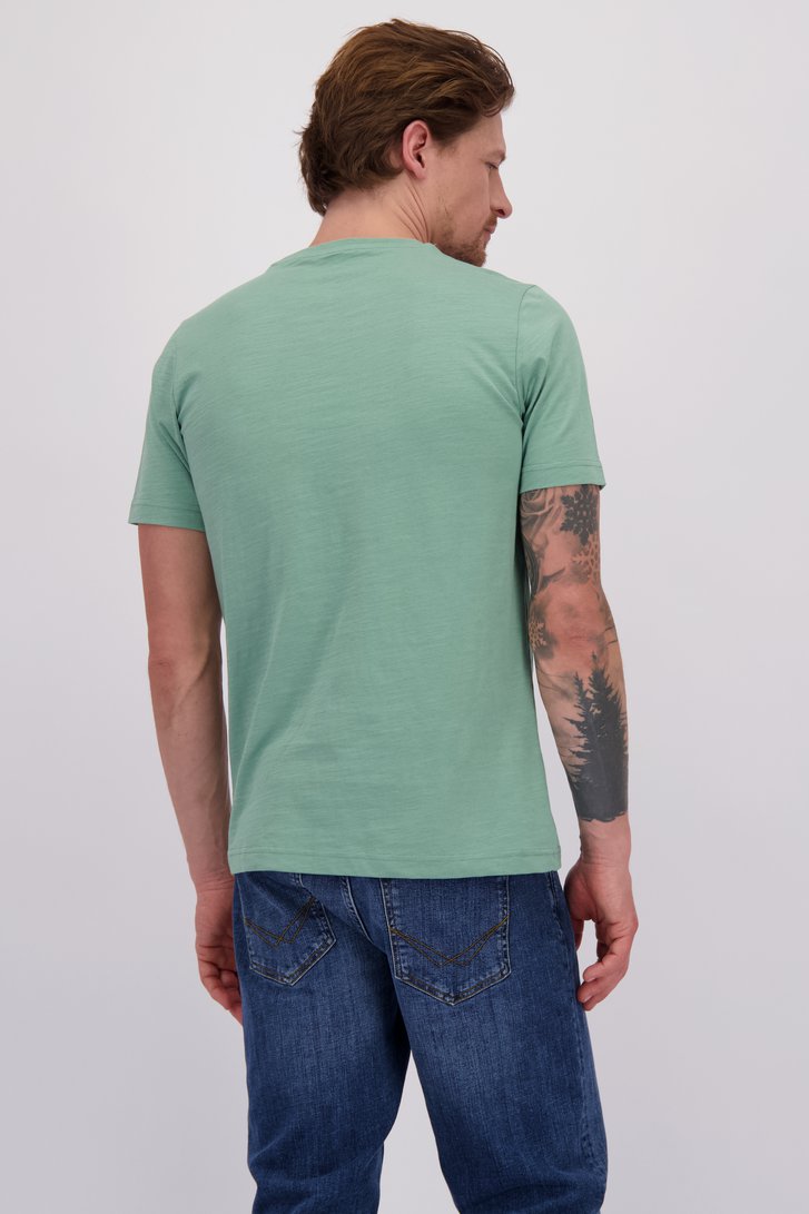 Le dos de T-shirt vert à col rond de Ravøtt pour Hommes