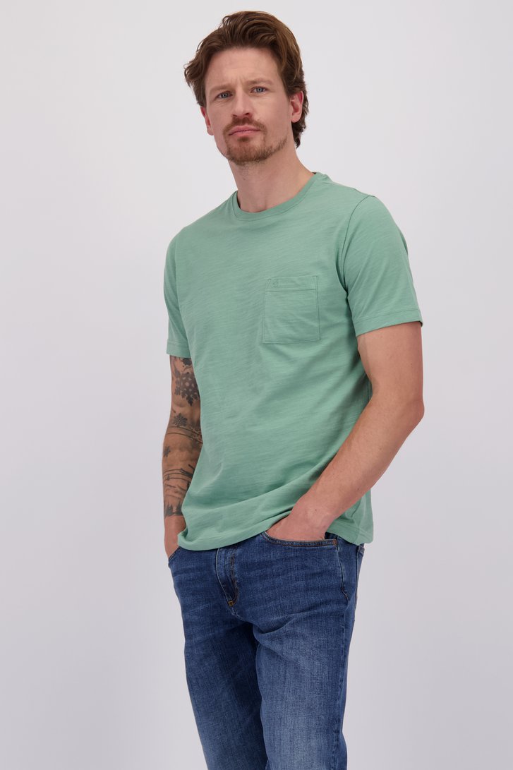 Le devant de T-shirt vert à col rond de Ravøtt pour Hommes