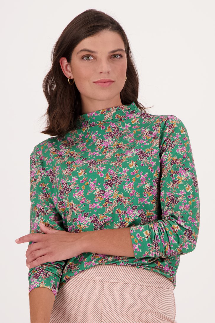 T-shirt vert à imprimé floral rose de Libelle pour Femmes