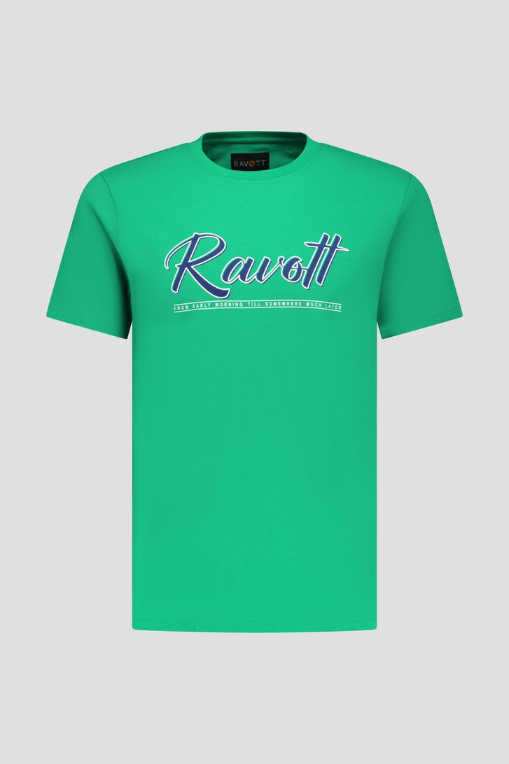 T-shirt vert à imprimé de Ravøtt pour Hommes