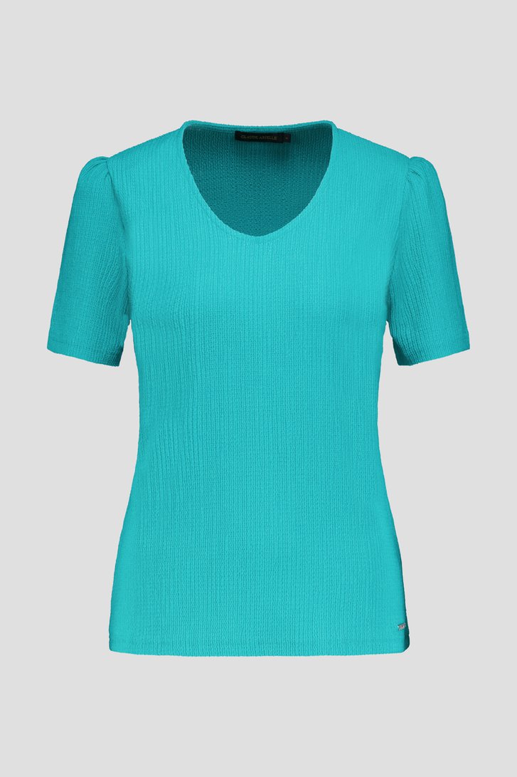T-shirt vert à texture gaufrée de Claude Arielle pour Femmes