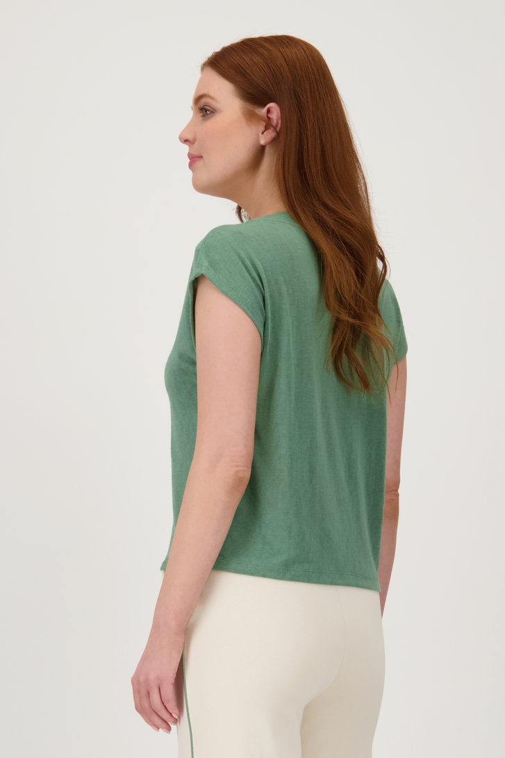 T-shirt vert avec col en V de Liberty Loving nature pour Femmes