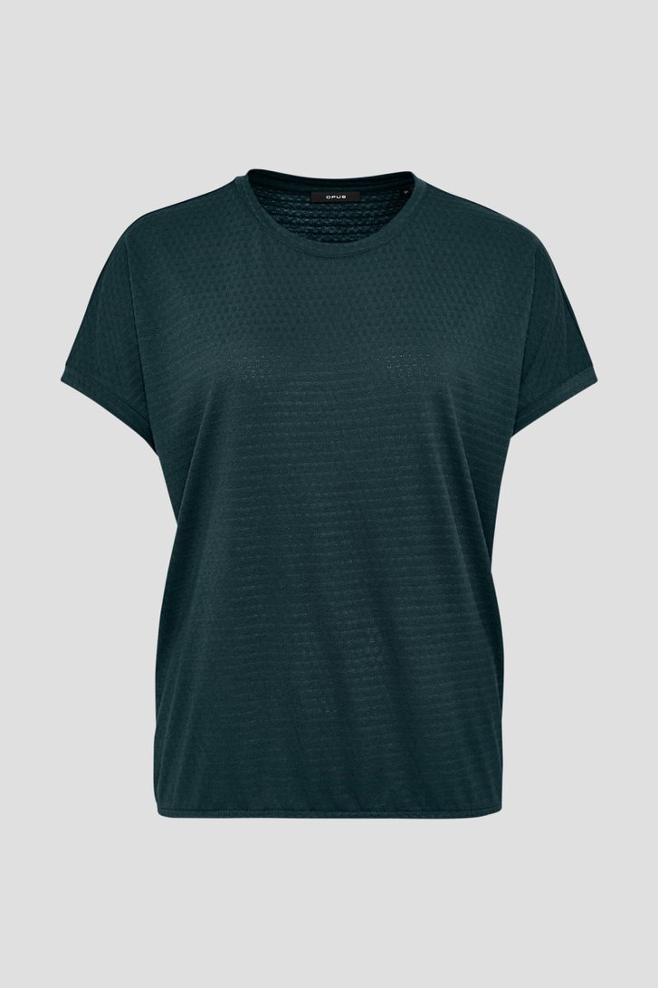T-shirt vert-bleu à motif fin de Opus pour Femmes