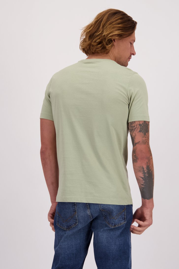 Le dos de  T-shirt vert clair à col rond de Liberty Island pour Hommes