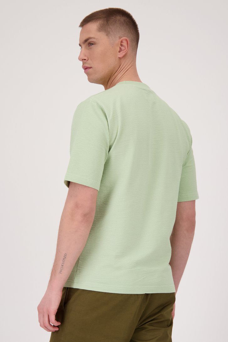 T-shirt vert clair à structure gaufrée de Casual Five pour Hommes