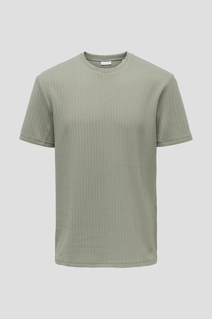 Photo produit 1 de T-shirt vert clair en tissu texturé  de Only & Sons pour Hommes