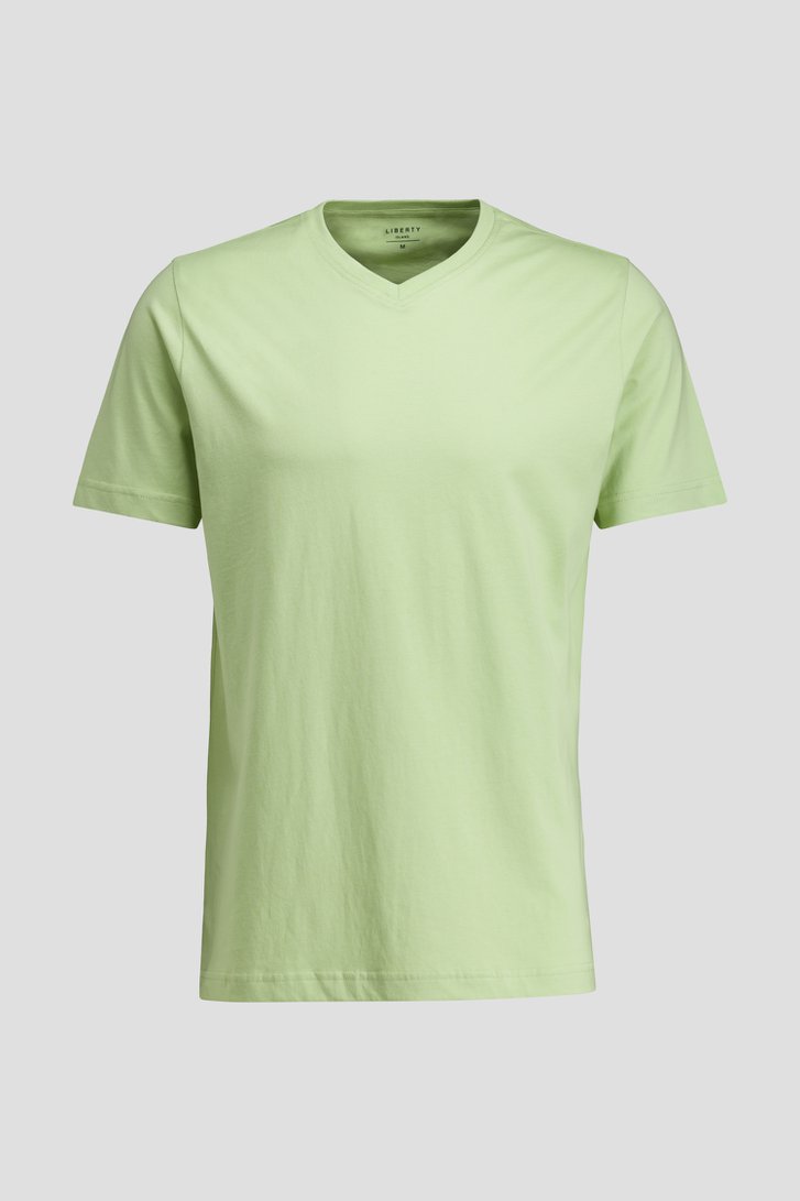 Photo produit 1 de T-shirt vert en coton à col en V de Liberty Island pour Hommes