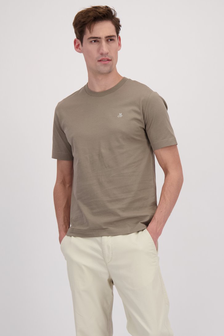 Le devant de T-shirt vert en coton de Marc O'Polo pour Hommes
