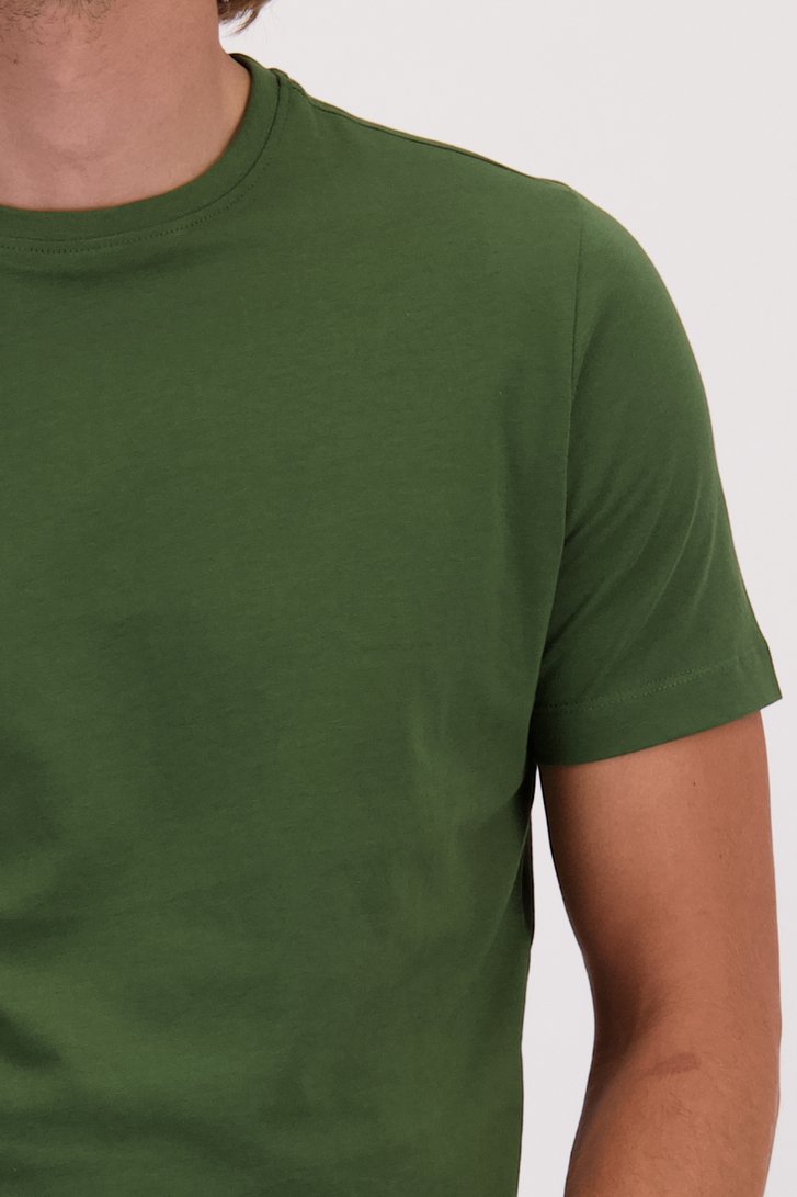 Détail de T-shirt vert foncé à col rond de Liberty Island pour Hommes
