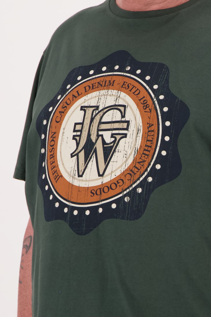 T-shirt vert foncé avec imprimé de Jefferson pour Hommes