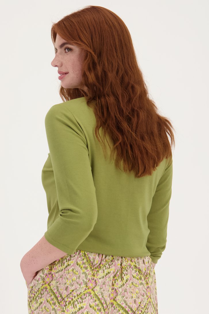 Le dos de T-shirt vert olive à manches 3/4 de Liberty Loving nature pour Femmes