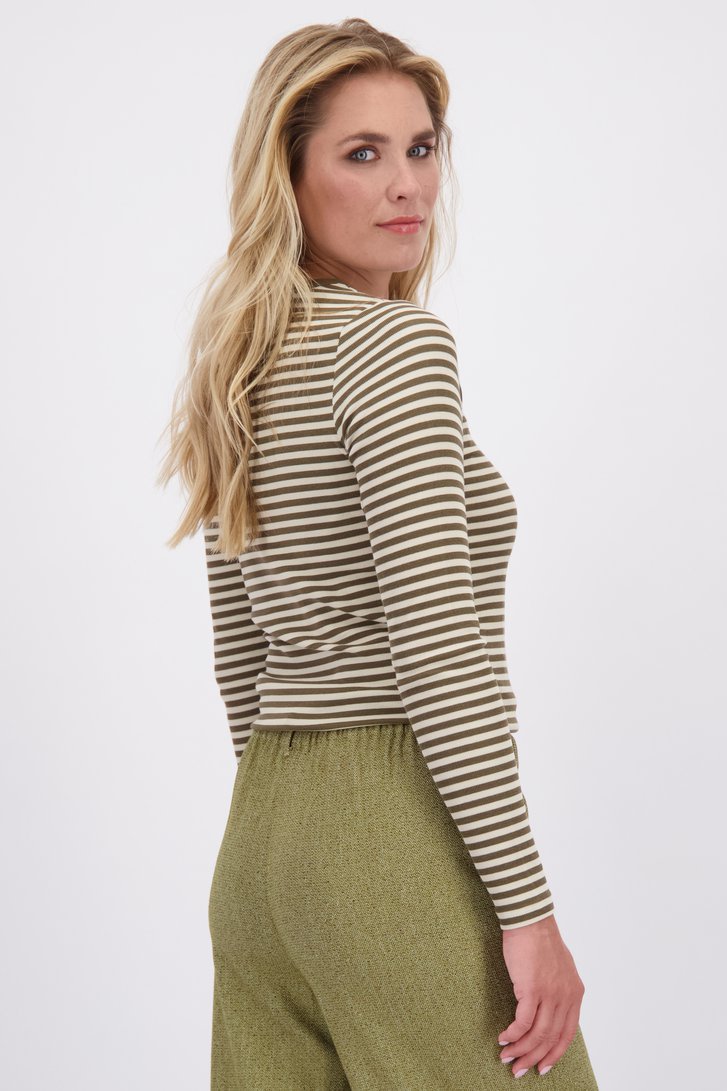 Le dos de T-shirt vert rayé à manches longues de Libelle pour Femmes