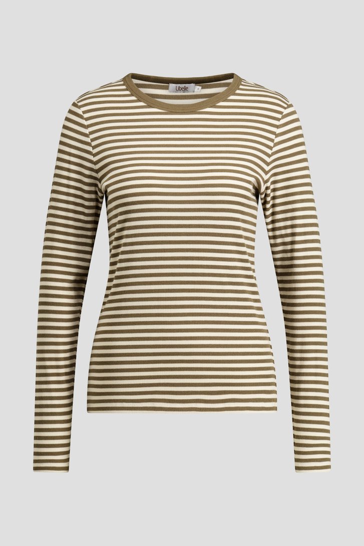 Photo produit 1 de T-shirt vert rayé à manches longues de Libelle pour Femmes
