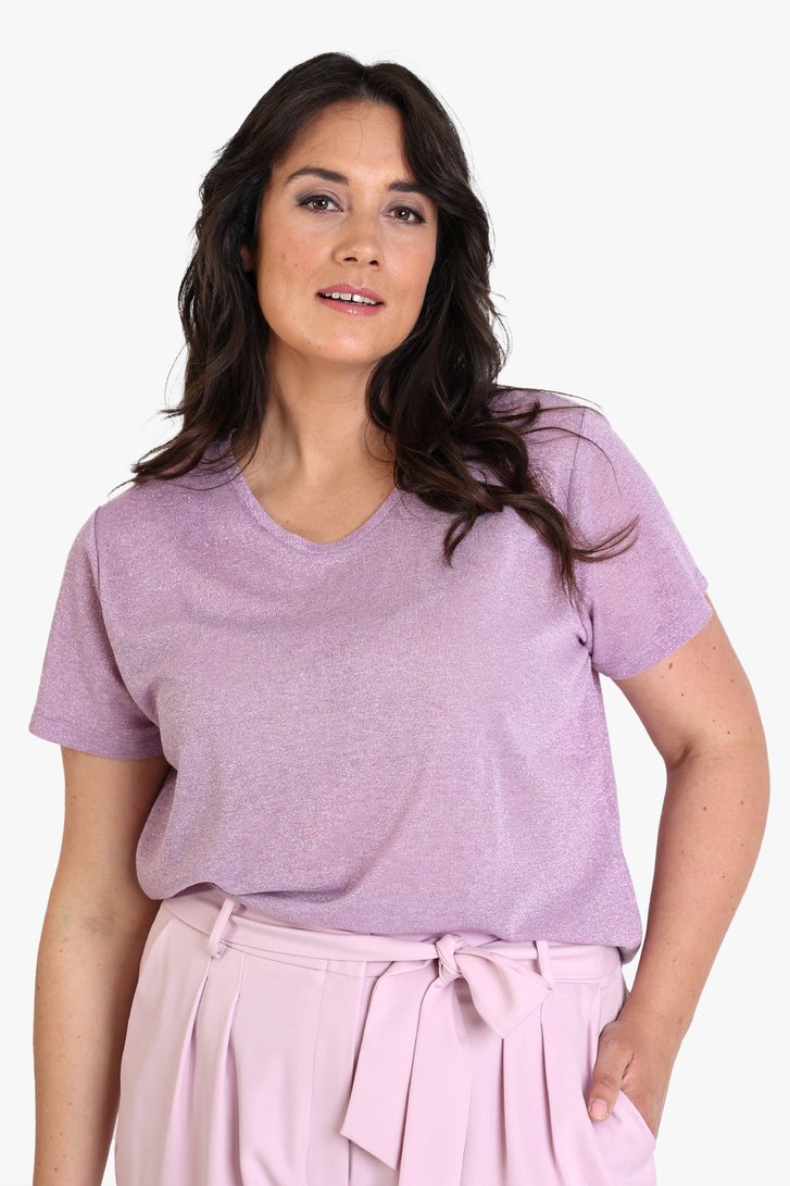 T-shirt violet à paillettes
