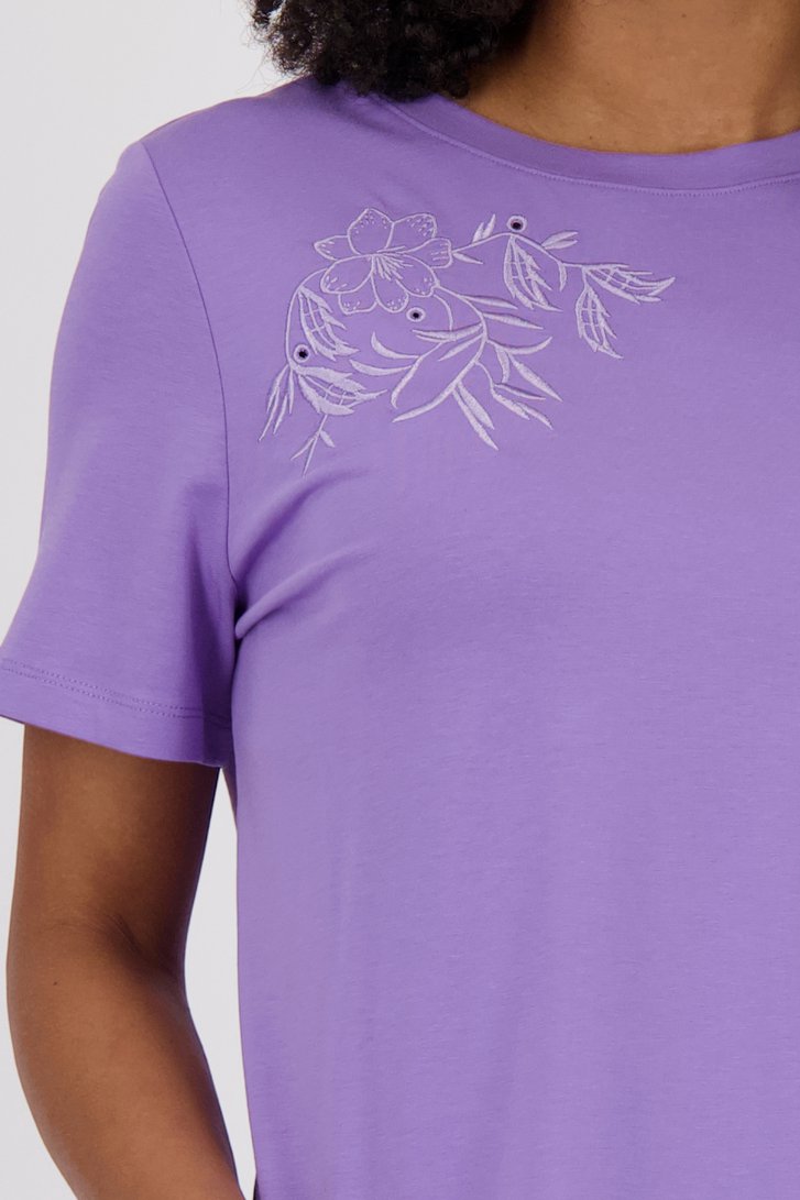 T-shirt violet avec fleur brodée de Louise pour Femmes