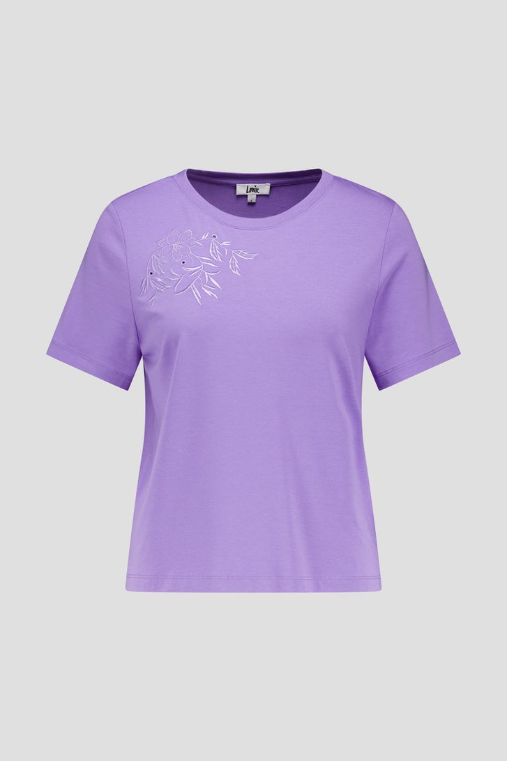 T-shirt violet avec fleur brodée de Louise pour Femmes