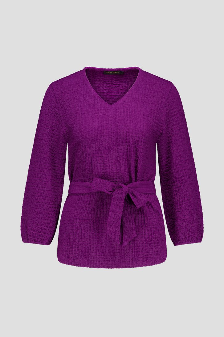 T-shirt violet foncé en tissu texturé de Claude Arielle pour Femmes