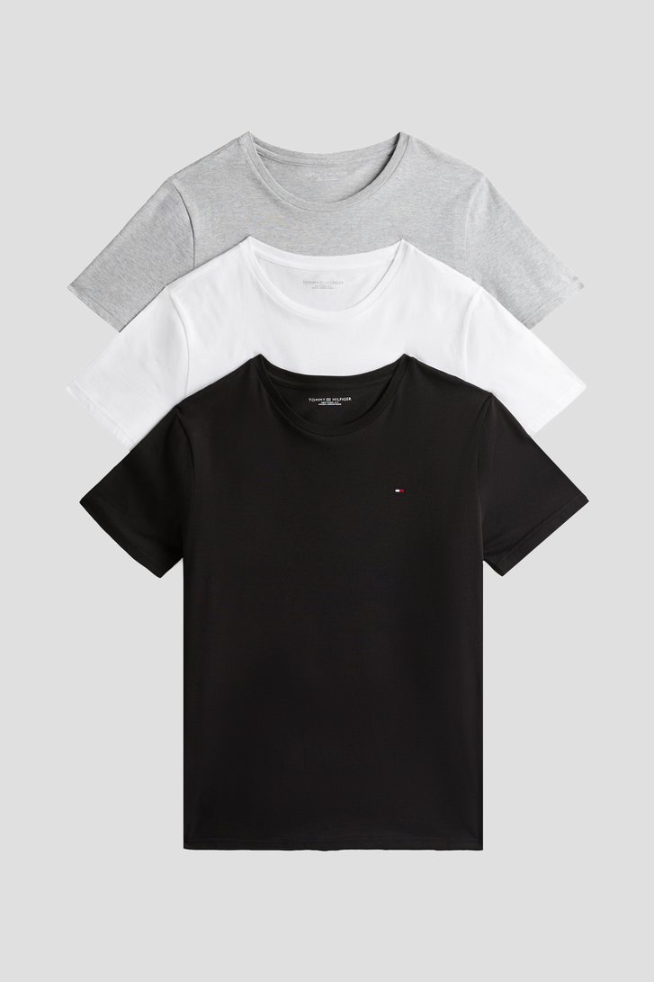 Productfoto 1 van T-shirt wit/grijs/navy met ronde hals - Set van 3 door Tommy Hilfiger voor Heren