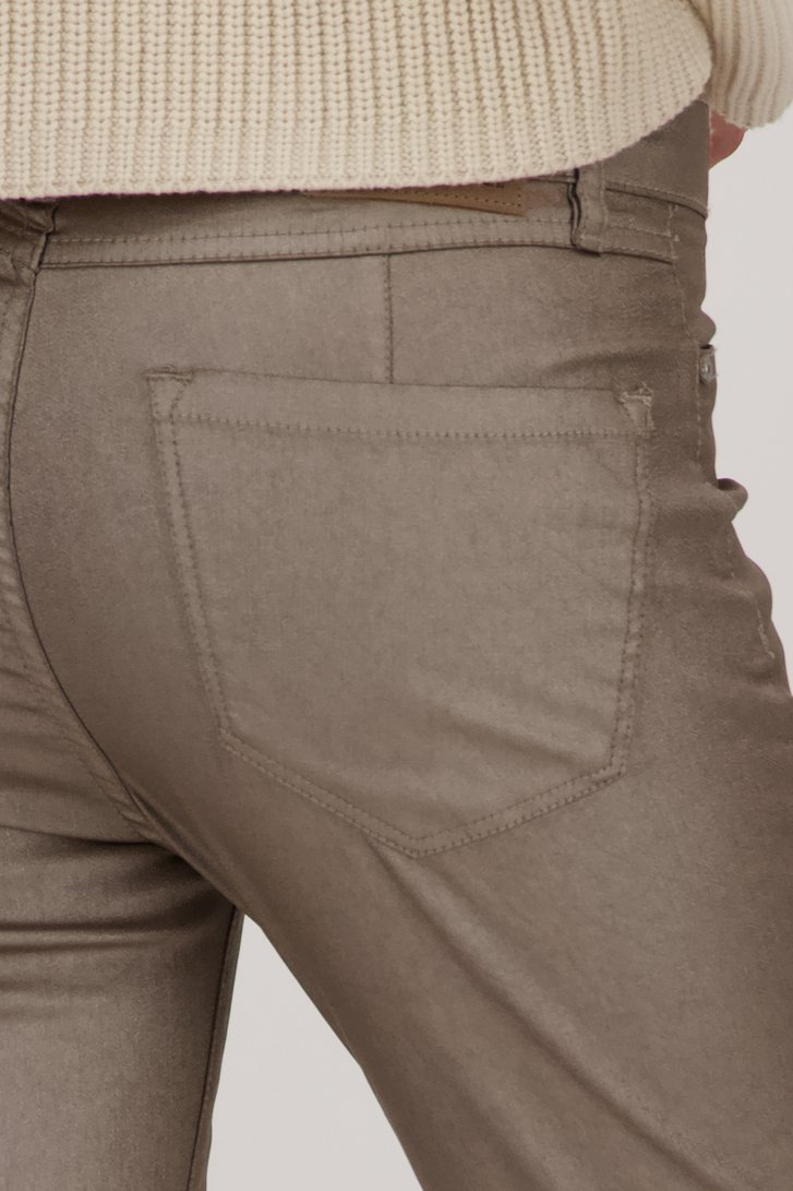 Taankleurige broek met coating - Slim fit van Opus voor Dames