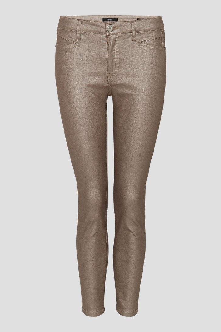 Taankleurige broek met coating - Slim fit van Opus voor Dames