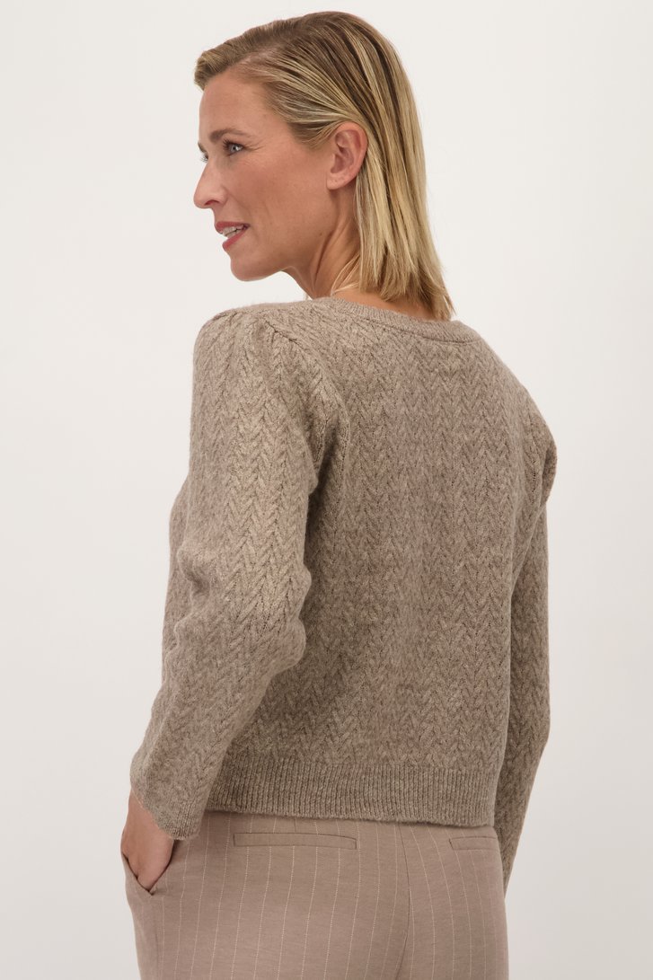 Taupe cardigan van More & More voor Dames
