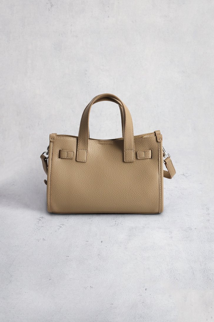 Achterkant van Taupe handtas in leather look met zilveren details door Liberty Island voor Dames