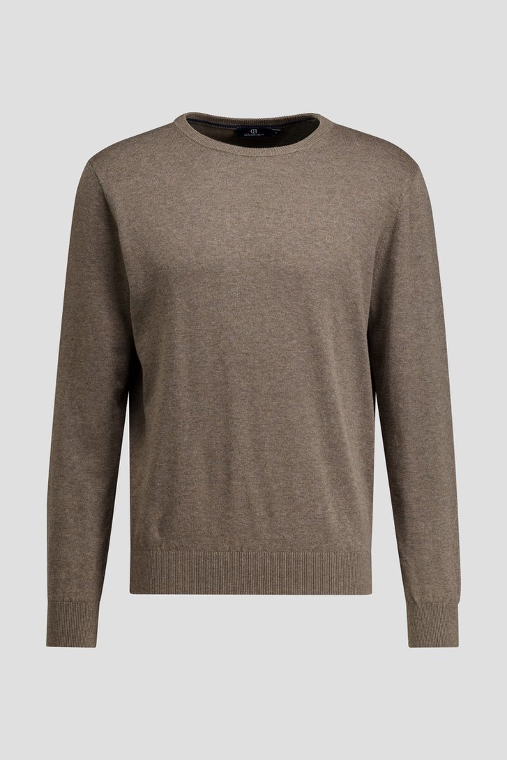 Productfoto 1 van Taupe katoenen trui met ronde hals door Dansaert Blue voor Heren