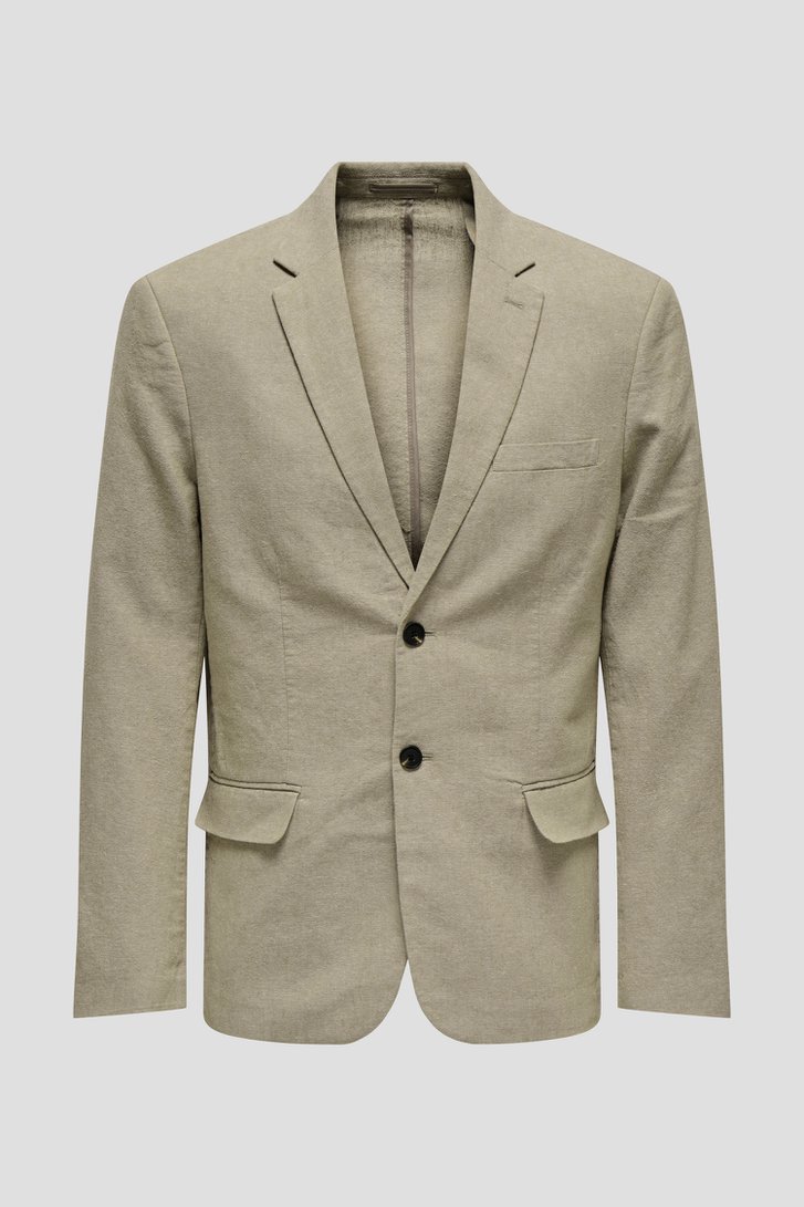 Taupe kostuumvest met linnen van ONLY & SONS voor Heren