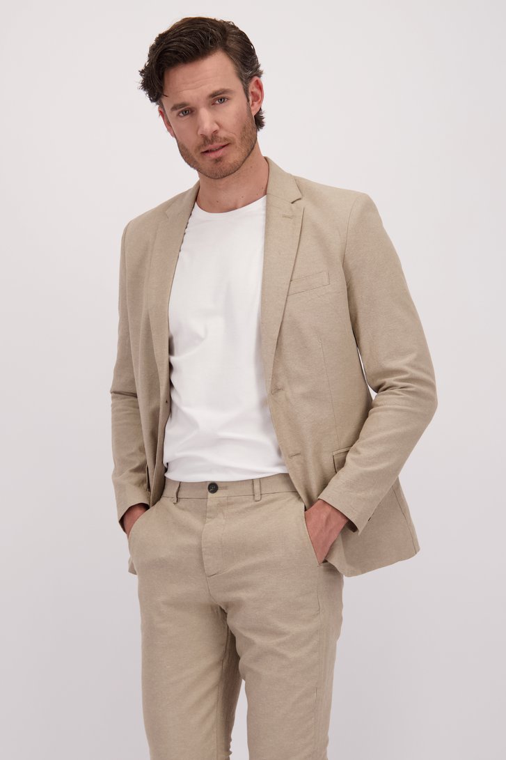 Taupe kostuumvest met linnen van ONLY & SONS voor Heren