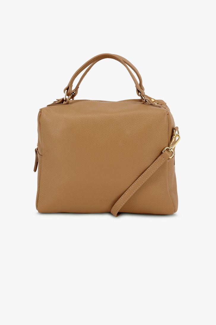 Productfoto 1 van Taupe lederen handtas door D'Auvry voor Dames