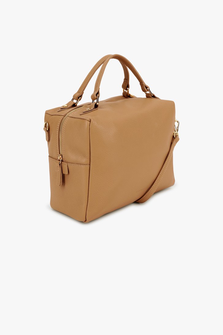 Productfoto 2 van Taupe lederen handtas door D'Auvry voor Dames
